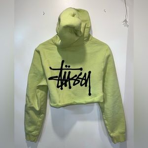 STUSSY cropped lime green hoodie
